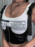 Crop Tops Womens Tank Tops White Black Basic Tanks Punk Summer Casual PU Leather Top Black Cami Top Female Vest Sexy Corset