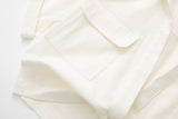 hulianfu Pockets Turn Down Collar Shirt Crop Top Cotton Linen White High Fashion Blusa Mujer Loose Casual Summer Spring Blouse