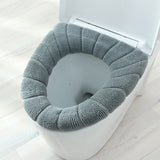 HULIANFU Winter Warm Toilet Seat Cover Closestool Mat 1Pcs Washable Bathroom Accessories Knitting Pure Color Soft O-shape Pad Toilet Seat
