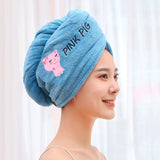HULIANFU Microfiber Towel Hair Towel Bath Towels For Adults Women Home Embroidered Daisy Animal Coral Velvet Shower Cap Dry Hair Cap 1pc