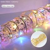 HULIANFU Ribbon Fairy Light Christmas Decoration Christmas Tree Ornaments  For Home  Bows String Lights Navidad Natal New Year 2023