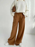 Women's Pants Female Clothing Streetwear Women High Waist Drape Premium Loose Wide Leg Pants Fashionable Temperament Wild
