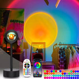 HULIANFU Sunset Lamp USB Projection Rainbow Atmosphere Night Light Sunset Lamp Bedroom Room Decoration Background Wall LED Table Light