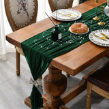 HULIANFU Sheer Chiffon Luxury Solid Color Table Runner Rustic Boho Wedding Party Bridal Shower Birthday Home Christmas Decoration