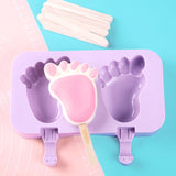 HULIANFU Silicone Ice Cream Mold Popsicle Siamese Molds with Lid DIY Homemade Ice Lolly Mold Cartoon Cute Image Handmade Kitchen Tools