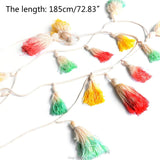 HULIANFU Nordic Cotton Rope Wooden Bead Garland with Tassel Wall Hanging Nursery Props Ornament Kids Baby Room Decor S24 20 Dropship