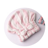 HULIANFU Microfiber Hair Towel Wrap for Women Stripe Absorbent Quick Dry Hair Turban for Drying Curly Long Thick Hair Hat Wrapped Towel