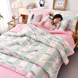 HULIANFU PEIDUO Simple Modern Air Condition Thin Blanket Summer Quilt Cotton Fluffy Plaid Blanket On The Bed Comfortable Comforter
