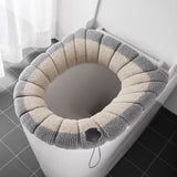 HULIANFU Winter Warm Toilet Seat Cover Closestool Mat 1Pcs Washable Bathroom Accessories Knitting Pure Color Soft O-shape Pad Bidet Cover