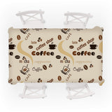 HULIANFU Retro Coffee Pattern Tablecloth Waterproof Dining Table Wedding Decoration Party Rectangular Tablecloth Home Kitchen Manteles