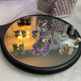 HULIANFU Natural Amethyst Rough Stone Earrings Simple and Fashionable Women  Earrings Earrings Crystal Flower Jewelry High-end Luxury