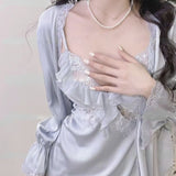 hulianfu French Women Nightwear Vintage Nightgown Retro Fairy Palace Nightdress Lace New Court Princess Lounge Sleepwear Gowns