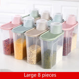 HULIANFU PP Food Storage Box Plastic Clear Container Set with Pour Lids Kitchen Storage Bottles Jars Dried Grains Tank 1.9L-2.5L H1211