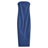 Hulianfu Off Shoulder Denim Dress Woman Blue Corset Long Dress Women Midi Bodycon Dresses For Women 2023 Elegant Party Dress