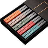 HULIANFU JANKNG 5 Pair Japanese Chopsticks Alloy Non-Slip Sushi Chop Sticks Set Chinese Gift Reusable Chopsticks Tableware Gift Kitchen