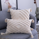 HULIANFU Simple Square Tassel European Style Sofa Pillow Ins Cushion Retro Style Throw Pillow Home Decorative Cushion Cover Without Core
