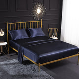 HULIANFU Luxury Emulation Silk Fitted Sheet 3/4 Pcs Sets Solid Color Satin Double Fitted Bed Sheet Set Pillowcases Queen Size Bedsheet
