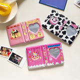 HULIANFU Lovely Bear photo album 3 Inch Love Heart Hollow Kpop Card Binder Name Card Book Photo Album Card Photocard ID Holder 40 Pockets