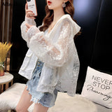Hulianfu Basic Jackets Women Lace Hollow Out Elegant Sun-proof Summer Vacation Simple All-match Mujer Loose Leisure Thin Korean Fashion