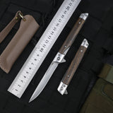 HULIANFU M390 Steel Folding Knife with Holster Wooden Handle Damascus Pattern High Hardness Outdoor Hunting Knife  Camping Survival Tools
