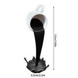 HULIANFU Resin Statues Floating Coffee Cup Art Sculpture Home Kitchen Decoration Crafts Spilling Magic Pouring Liquid Splash Coffee Mug