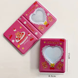 HULIANFU Lovely Bear photo album 3 Inch Love Heart Hollow Kpop Card Binder Name Card Book Photo Album Card Photocard ID Holder 40 Pockets