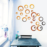HULIANFU New 24pcs Creative Wall Stickers Mirror Stickers Decal Round Shape For Bedroom Background Modern Fashion Home Decoration