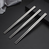 HULIANFU Stainless Steel Chopsticks Set Chinese Metal Non-slip Steel Chopstick Kit Portable Reusable Food Sushi Sticks Home Kitchen Tools