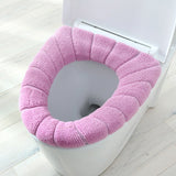 HULIANFU Winter Warm Toilet Seat Cover Closestool Mat 1Pcs Washable Bathroom Accessories Knitting Pure Color Soft O-shape Pad Toilet Seat