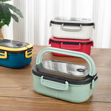 HULIANFU Lunch Box 2 Layers Grids Student Office Worker Microwave Hermetic Bento Box Outdoor Picnic Fruit Food Container with Fork Spoon