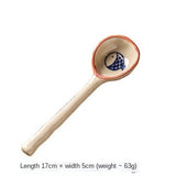 HULIANFU Ins Style Japanese Style Stoneware Small Soup Spoon, Ceramic Spoon, Long Handle Spoon, Household Cute Creative Rice Spoon