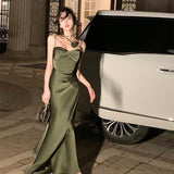 Hulianfu Sexy Sleeveless Spaghetti Strap Evening Party Prom Elegant Backless Floral Long Maxi Wedding Dresses for Women Female Summer New