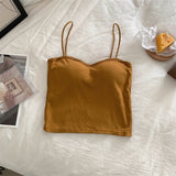 Hulianfu Woman Padded Tank Top Women Spaghetti Strap Vest Sexy Camisole With Bra Female Crop Tops Dropshipping