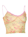 Hulianfu Rteyno Women s Summer Mini Sling Vest Sleeveless Backless V Neck Lace Trim Floral Camisole