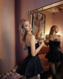 hulianfu  Evening party dresses for women  Summer clothes sexy off shoulder dress elegant vintage embroidered dress mini black