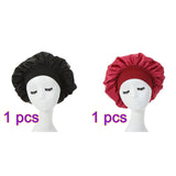 HULIANFU Women Night Sleep Hair Caps Silky Bonnet Satin Double Layer Adjust Head Cover Hat For Curly Springy Hair Styling Accessories