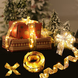 HULIANFU Ribbon Fairy Light Christmas Decoration Christmas Tree Ornaments  For Home  Bows String Lights Navidad Natal New Year 2023