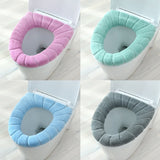 HULIANFU Winter Warm Toilet Seat Cover Closestool Mat 1Pcs Washable Bathroom Accessories Knitting Pure Color Soft O-shape Pad Toilet Seat