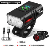 HULIANFU T6 LED Bicycle Light Front USB Rechargeable MTB Mountain Bicycle Lamp 1000LM Bike Headlight Cycling Flashlight Bike Accessories