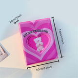 HULIANFU Lovely Bear photo album 3 Inch Love Heart Hollow Kpop Card Binder Name Card Book Photo Album Card Photocard ID Holder 40 Pockets