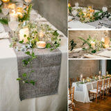 HULIANFU Rustic Burlap Lace Table Runner Natural Imitated Linen Tea Table Cover Table Runners for Wedding  Decor Christmas Birthday Party