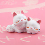 HULIANFU Lovely Cartoon Big Black Cat White Cat Model Figurines Decoration Desk Decor DIY Crafts Garden Home Office Ornament Miniatures