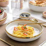 HULIANFU White Tableware Set Ceramic Dinner Plates Dishes Plates and Bowls Set Food Plate Salad Soup Bowl Dinnerware Set for Restaurant