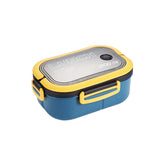 HULIANFU Portable Hermetic Lunch Box 2 Layer Grid Children Student Bento Box with Fork Spoon Leakproof Microwavable Prevent Odor School