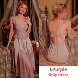 hulianfu Sexy Night Dress Women Lace Sleepwear Mesh Sling Camisole Nightgown Pajamas Sets Party Long Robe Lingerie Set Home Suit Nighty