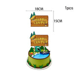 HULIANFU Wild Jungle Party Cake Topper Kids Happy Birthday  Animal Cake Flag Boy Birthday Party Decoration Children Forest Party Supplies