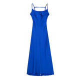 hulianfu Pink Camis Long Dresses Women Satin Cut Out Sleeveless Slip Dress Female Backless Sexy Party Dresses Summer Slit Midi Dress
