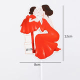 HULIANFU New Back Silk Gauze Skirt Happy Mothers Day Cake Topper Girl Birthday Cake Decoration Party Supplies Cake Decorating Tools