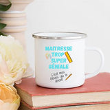 HULIANFU Merci Maîtresse/Atsem Print Coffee Mug Creative Enamel Cups Drinks Water Milk Cup Mug School Home Handle Drinkware Teacher Gifts