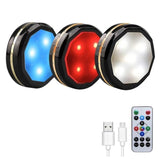 HULIANFU LED Under Cabinet Lighing Rechargeable Puck Light Closet Lights With Remote Counter Bookshelf Portable Round RGB Night Light